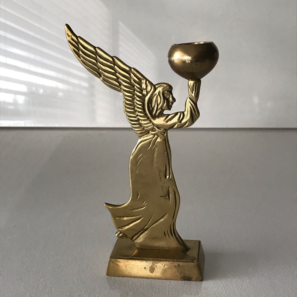 Vintage Mid Century Brass Angel Candleholder - Great for Christmas! 🎄